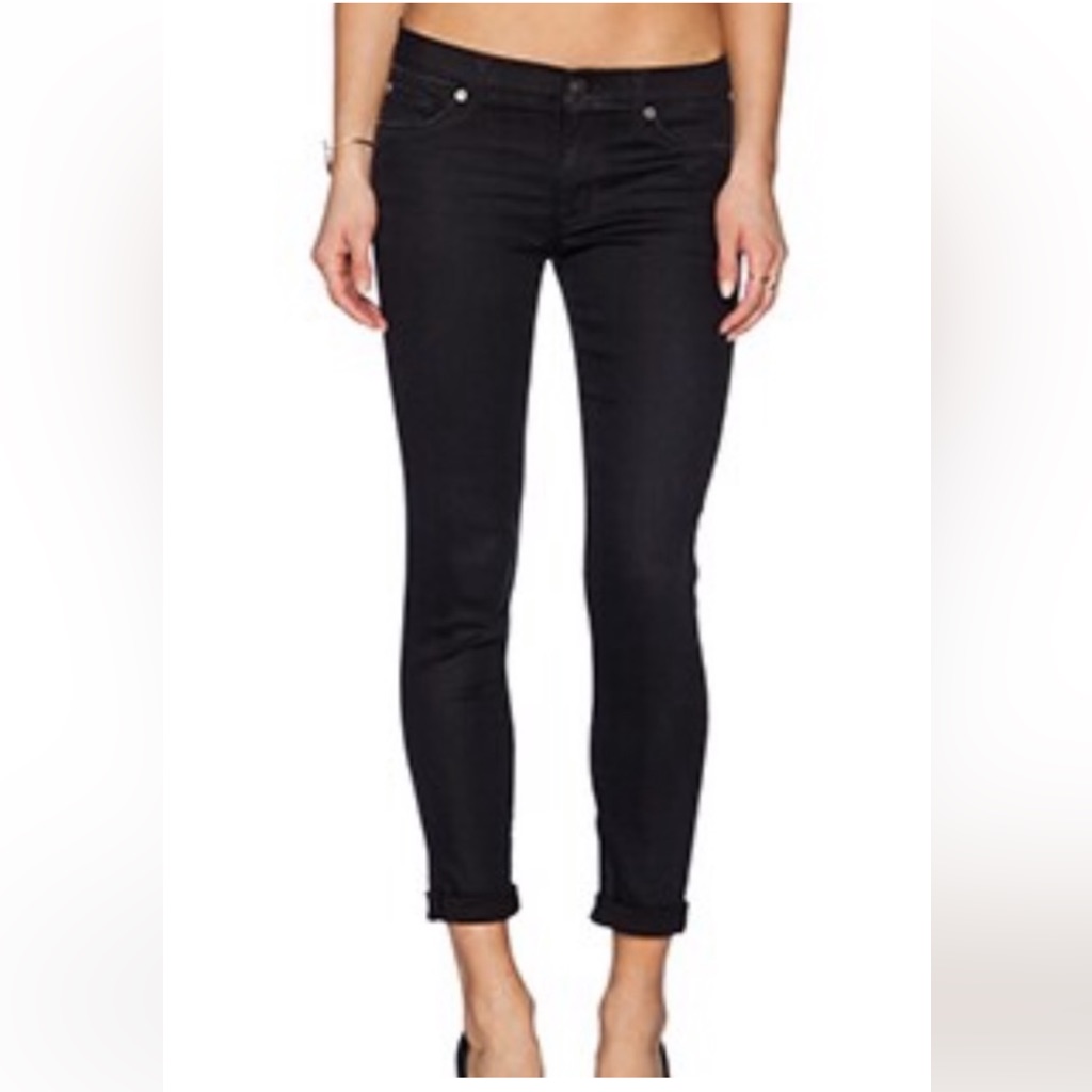 Hudson Harkin Crop Super Skinny Cuffed Black Jeans Women’s Size 30